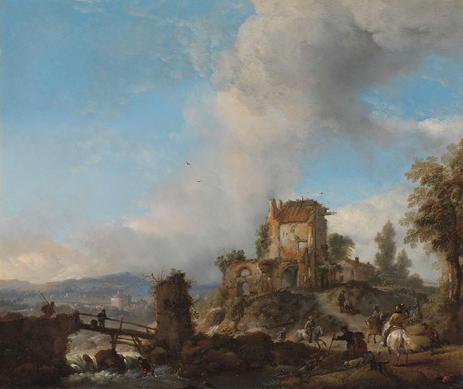 Stag Hunt. Painting by Philips Wouwerman