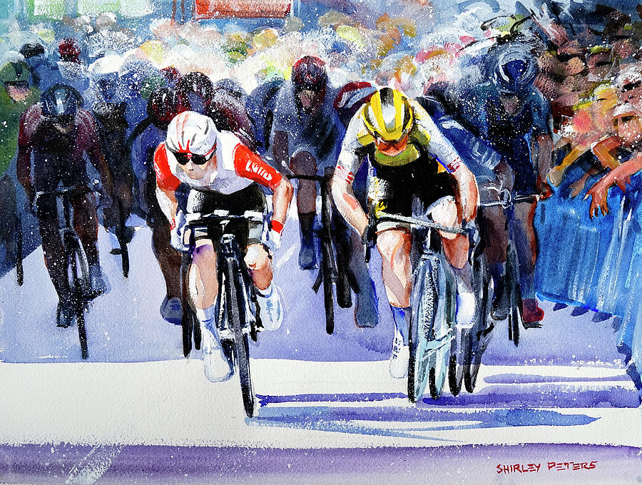 Stage 11 2019 Sprint Victory Caleb Ewan Painting by Shirley Peters
