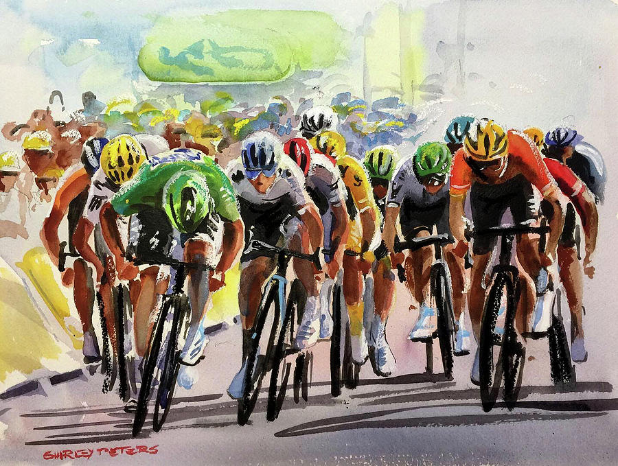 Stage 5 Sagan Wins Painting by Shirley Peters