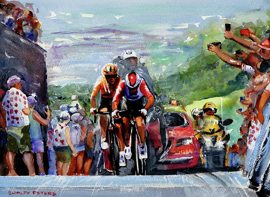 Stage 9 2019 Breakaway at 50km Painting by Shirley Peters