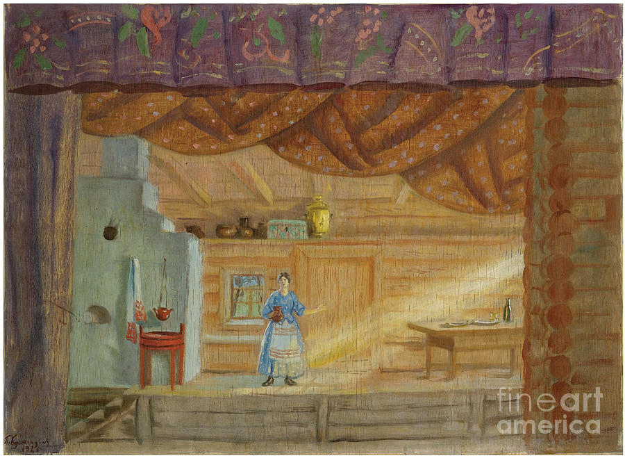 Stage Design For The Play Virineya Drawing by Heritage Images