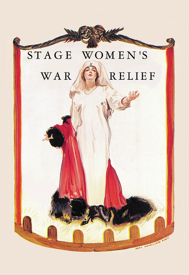 Women Painting - Stage Womens War Relief by James M. Flagg