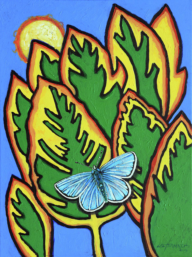 Stain Glass Leaves Painting by John Lautermilch