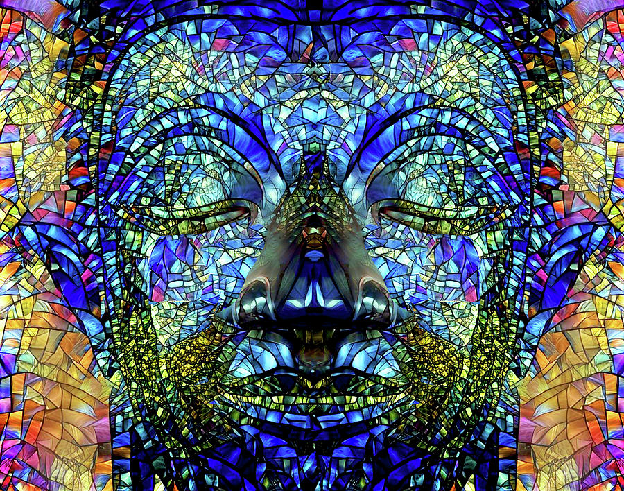 Stained Glass Colorful Buddha Art Digital Art by Peggy Collins