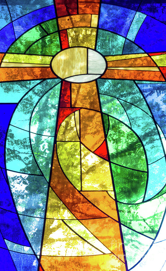 Stained Glass Cross In Bright Vivid Colors Photograph By Kyna Studio