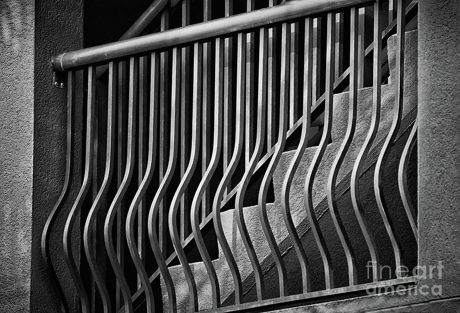 Stair Shadows Black and White Photograph by Karen Adams