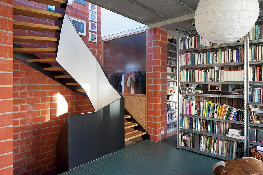 Staircase In Industrial Loft Apartment With Brick Walls Photograph by Liesbet Goetschalckx