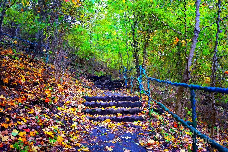 Staircase in the forest in Van Gogh Style by Christopher Shellhammer Staircase in the forest in Van Gogh Style by Christopher Shellhammer