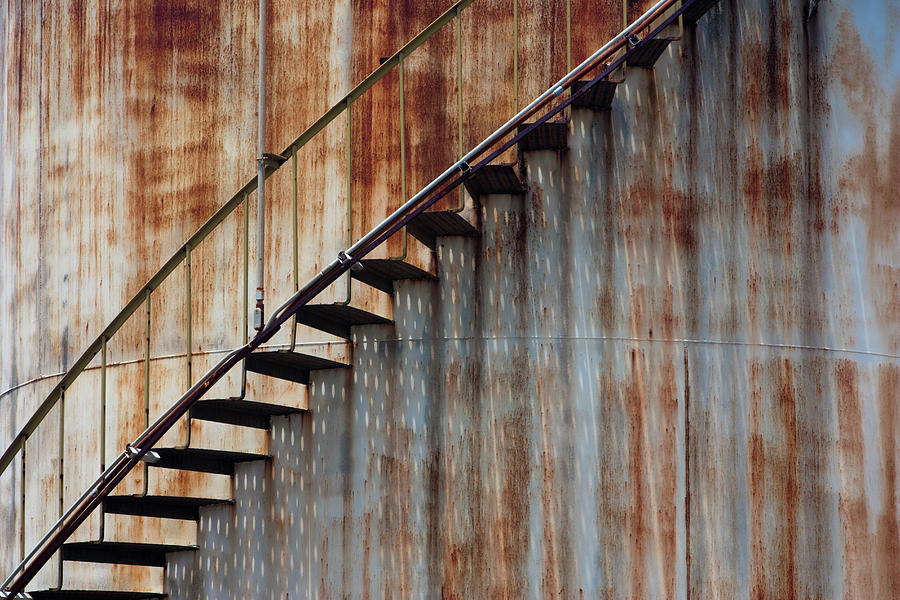 Staircase On A Rusting Iron Structure Photograph by Mint Images - Art Wolfe