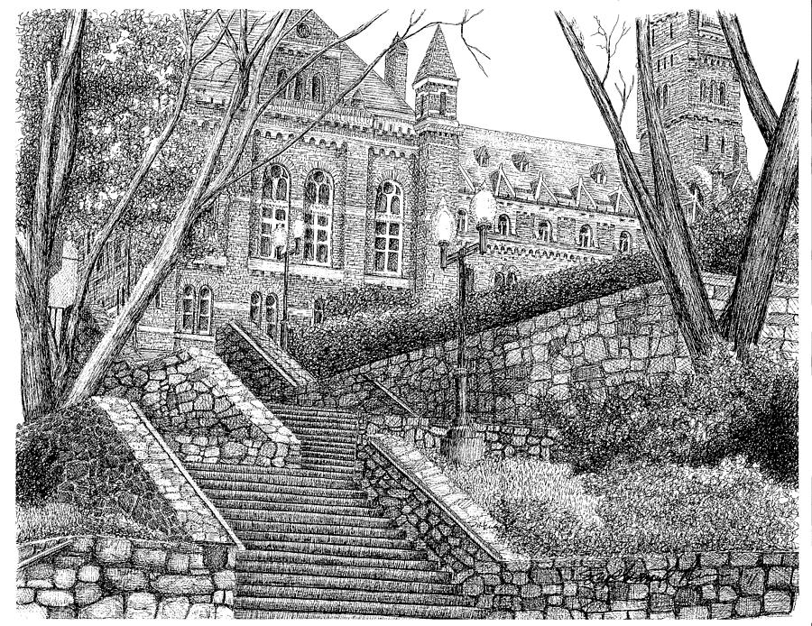Stairs at Georgetown University, Washington, D.C. Drawing by Stephanie Huber