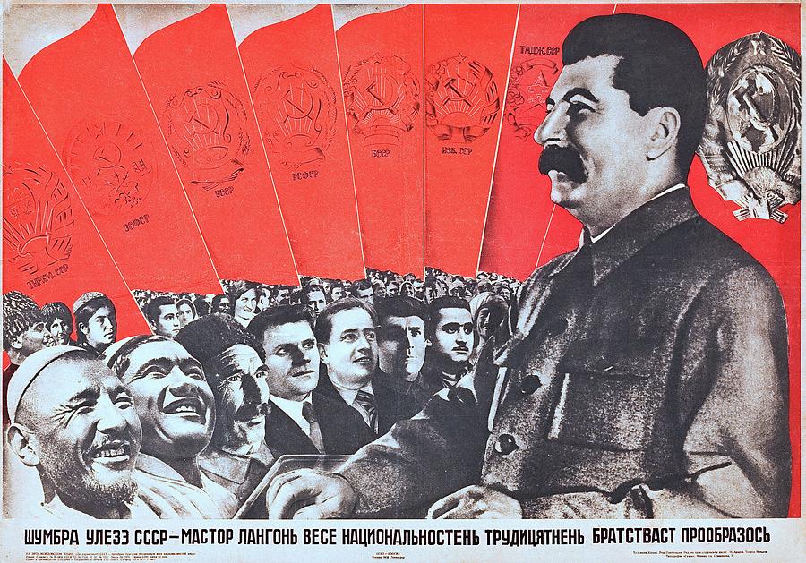 Stalin Painting - Stalin, Soviet Propaganda Poster 1935 by Gustav Klutsis