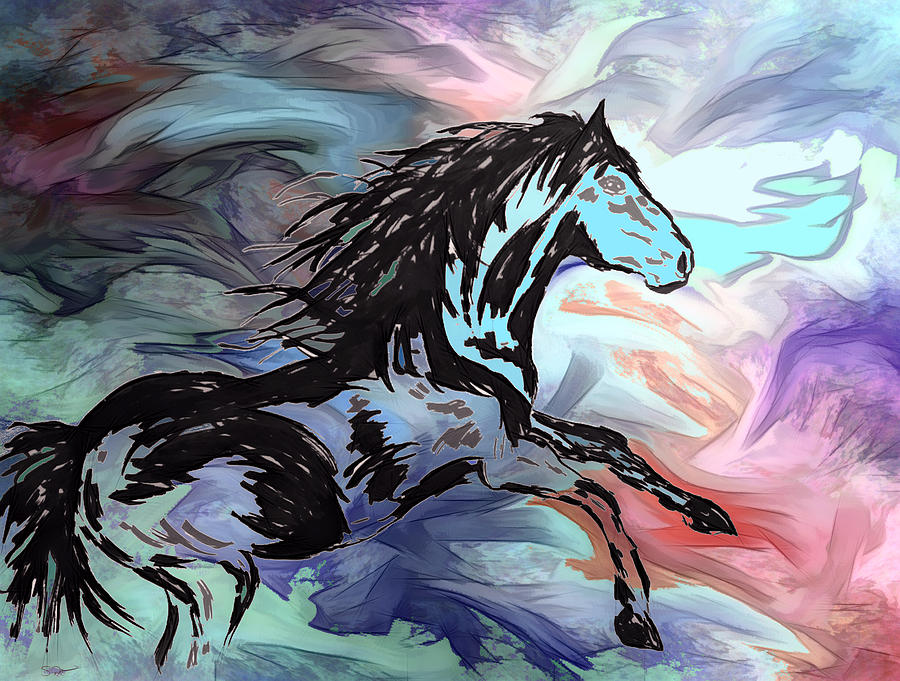 Stallion Drawing by Abstract Angel Artist Stephen K