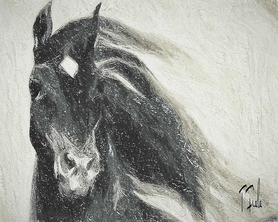 Stallion in Winter Digital Art by Terry Fiala