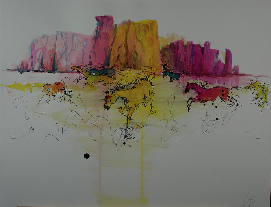 Stampede Mesa Painting by Elizabeth Parashis