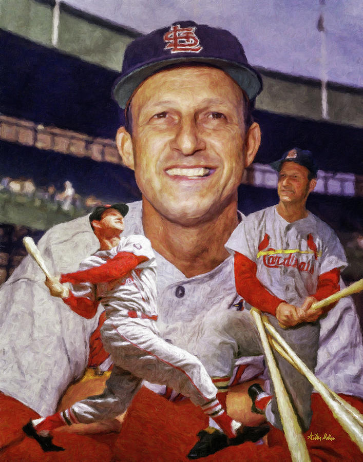 Stan Musial St Louis Cardinals Mlb Baseball Stadium Art Collage Painting by Arthur Milligan