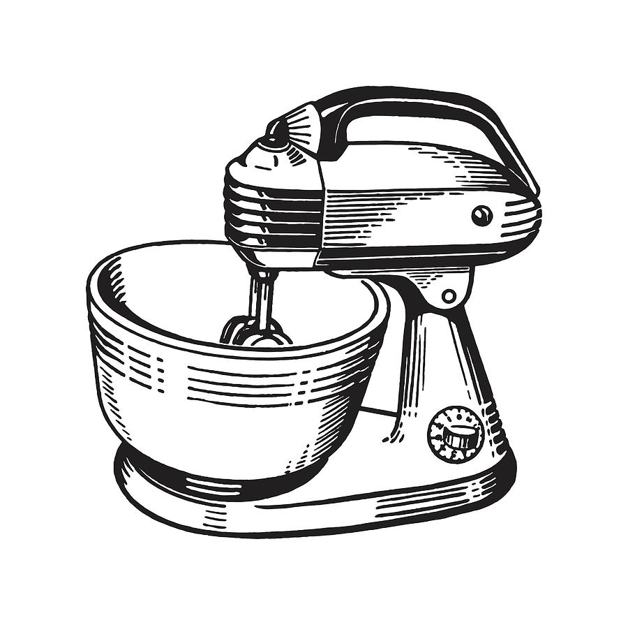 Black And White Drawing - Stand Mixer by CSA Images