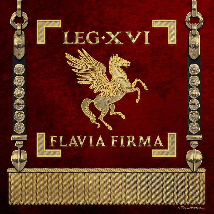 Standard of 16th Legion Flavia Firma - Pegasus Vexillum of The Steadfast Flavian Sixteenth Legion Digital Art by Serge Averbukh