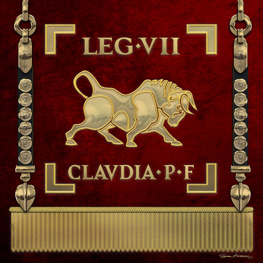 Standard of Claudius Seventh Legion - Vexillum of Legio VII Claudia Pia Fidelis Digital Art by Serge Averbukh