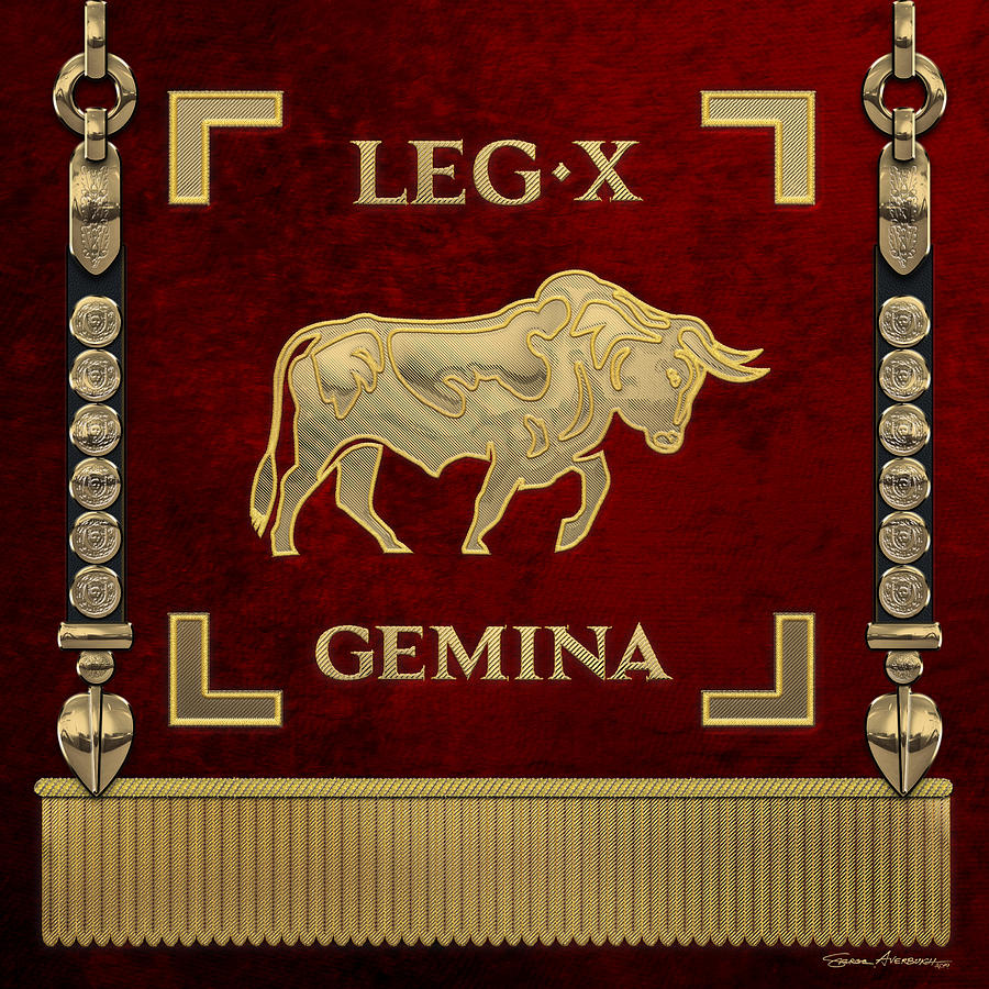 Standard of the 10th Legion Gemina - Vexillum of The Twins Tenth Legion Digital Art by Serge Averbukh