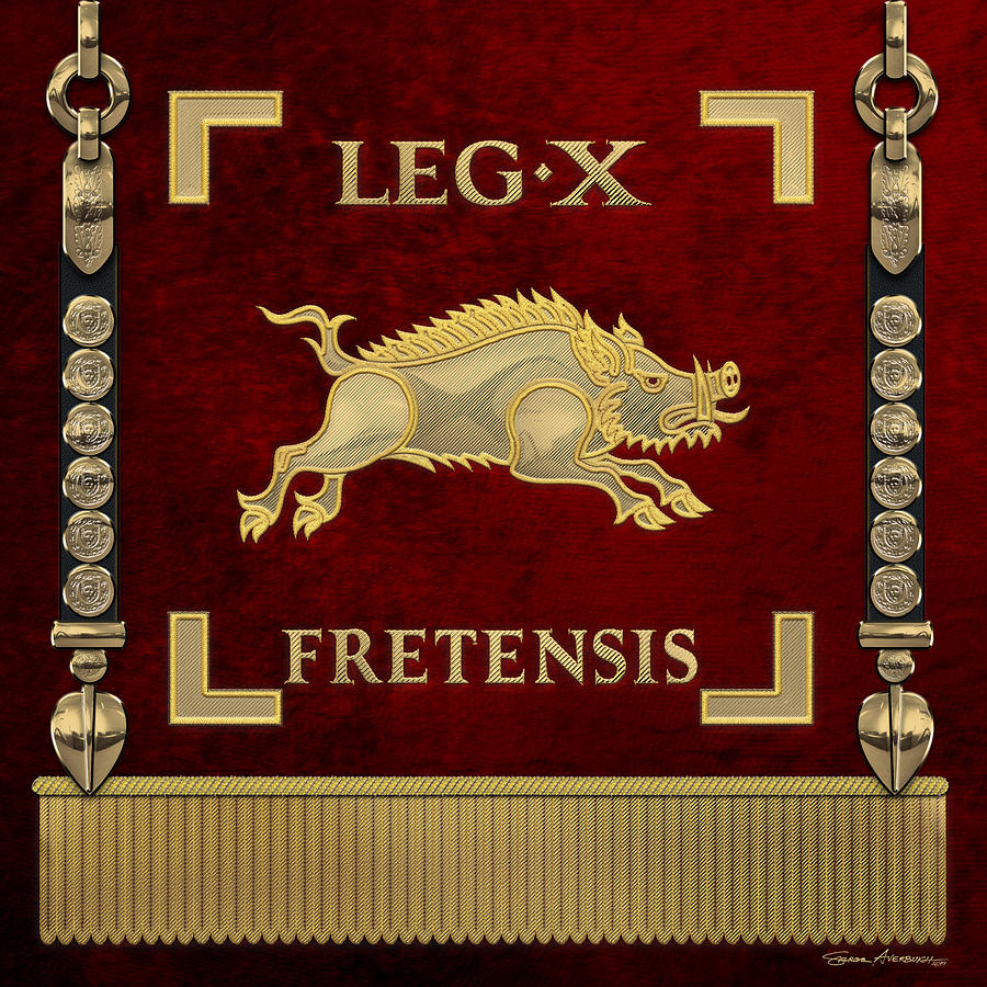 Standard of the 10th Legion of the Strait - Vexillum of Legio X Fretensis Digital Art by Serge Averbukh