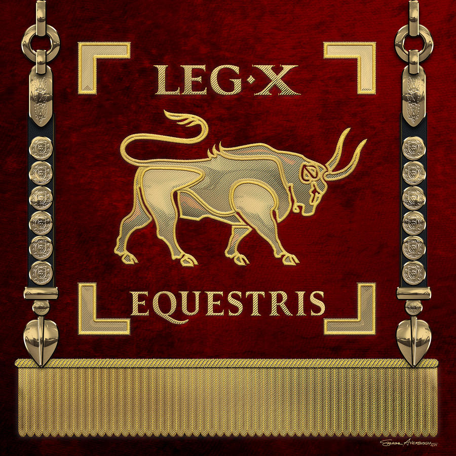 Standard of the 10th Mounted Legion - Vexillum of Legio X Equestris Digital Art by Serge Averbukh