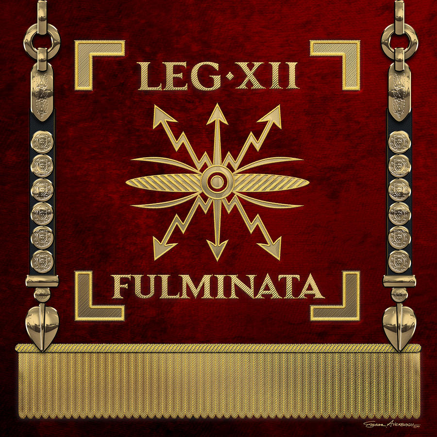 Standard of the 12th Legion Fulminata - Vexillum of Thunderbolt Twelfth Legion Digital Art by Serge Averbukh