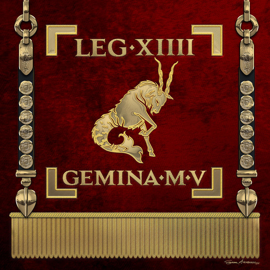 Standard of the 14th Legion Gemina - Vexillum of The Twinned Fourteenth Legion Gemina Martia Victrix Digital Art by Serge Averbukh