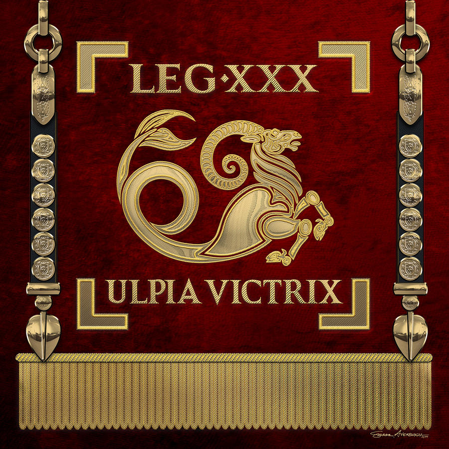 Standard of the 30th Legion Ulpia Victrix - Vexillum of the Trajans Victorious Thirtieth Legion Digital Art by Serge Averbukh