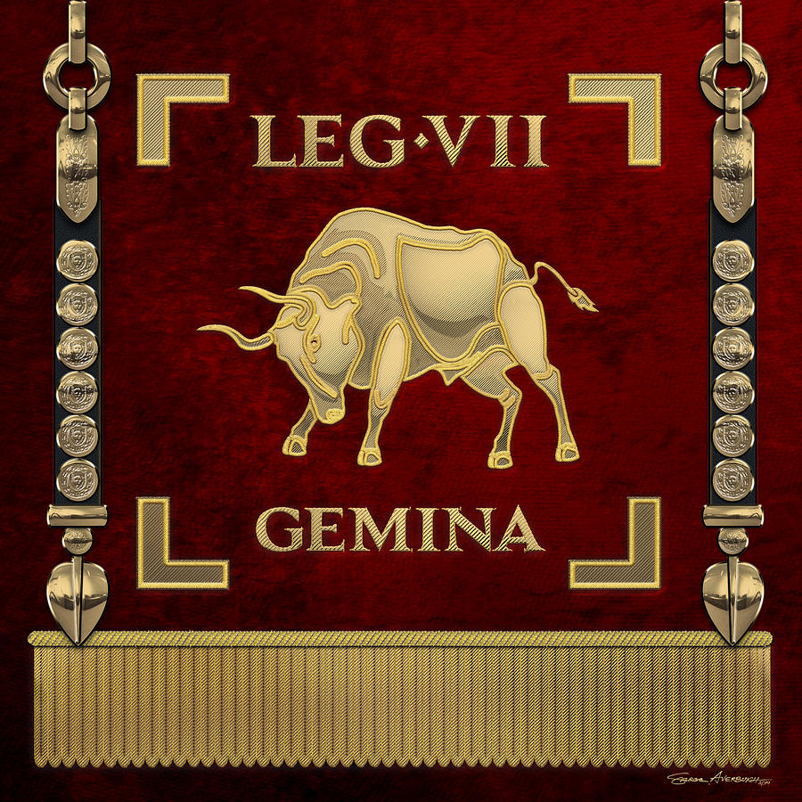 Standard of the 7th Legion Gemina - Vexillum of The Twins Seventh Legion Digital Art by Serge Averbukh