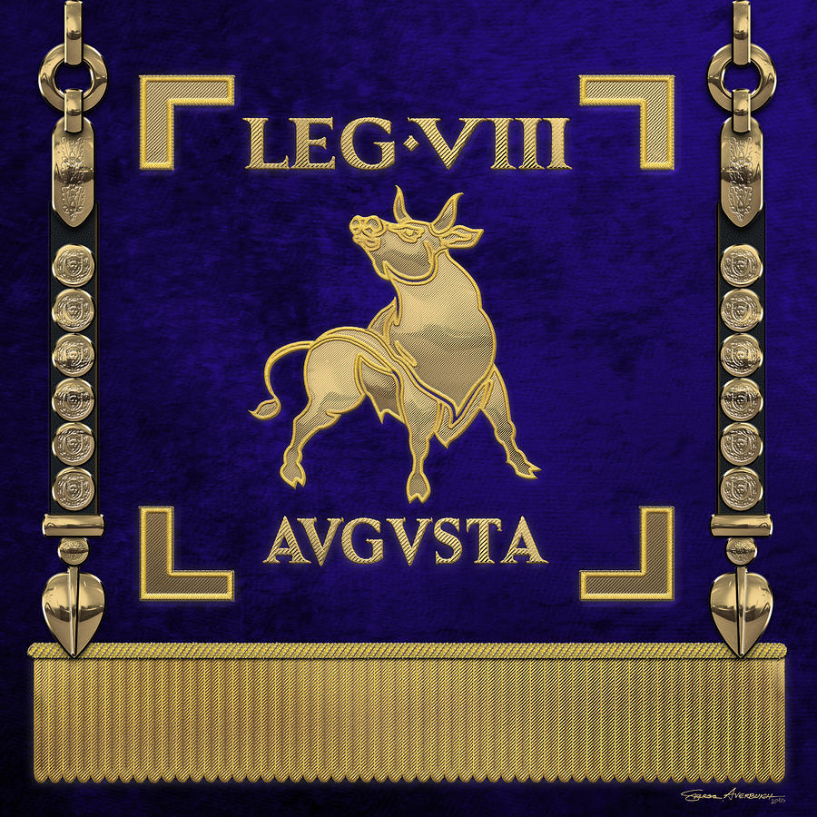 Standard of the Augustus Eighth Legion - Blue Vexillum of Legio VIII Augusta Digital Art by Serge Averbukh