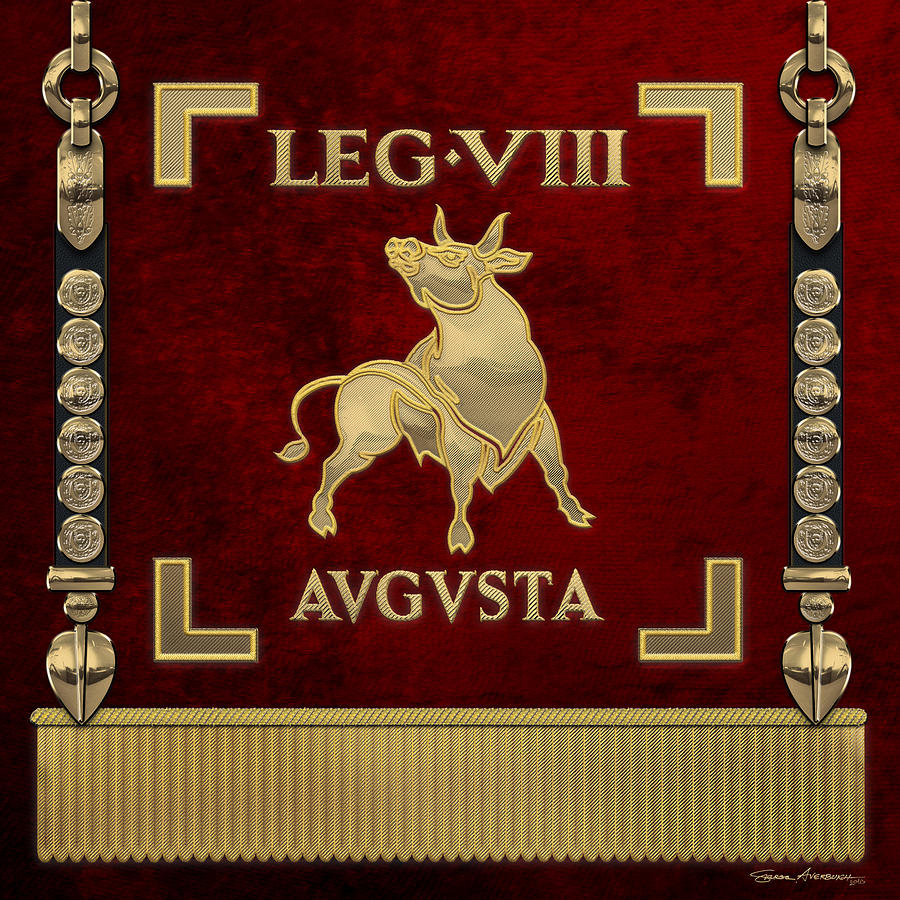 Standard of the Augustus Eighth Legion - Red Vexillum of Legio VIII Augusta Digital Art by Serge Averbukh