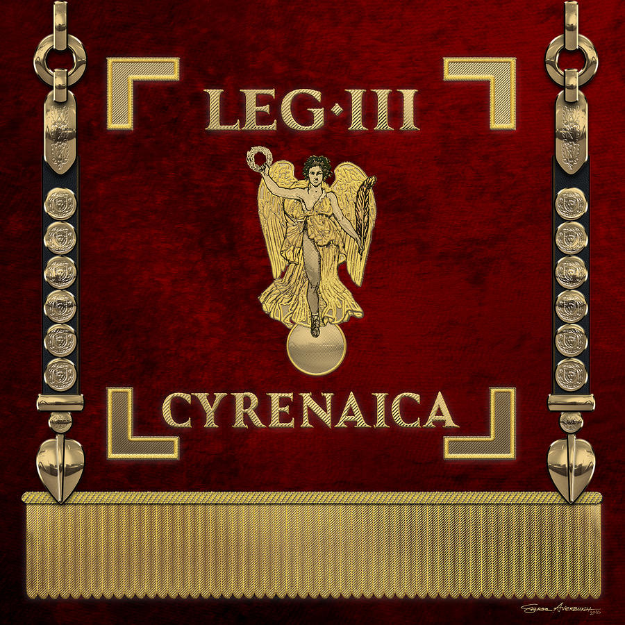 Standard of Cyrenean Third Legion - Vexillum of Legio III Cyrenaica Digital Art by Serge Averbukh