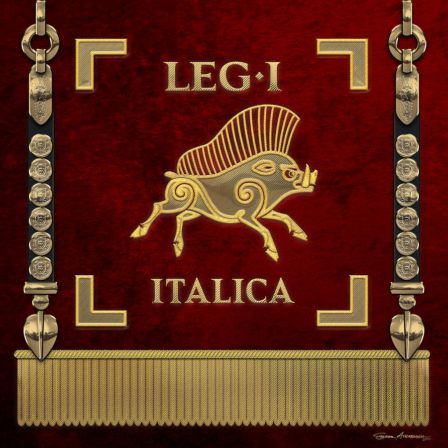 Standard of the Italian First Legion - Vexillum of Legio I Italica Digital Art by Serge Averbukh
