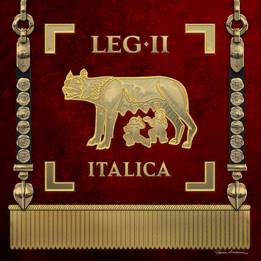 Standard of the Italian Second Legion - Vexillum of Legio II Italica Digital Art by Serge Averbukh
