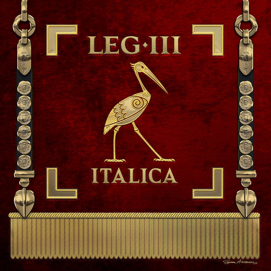 Standard of the Italian Third Legion - Vexillum of Legio III Italica Digital Art by Serge Averbukh