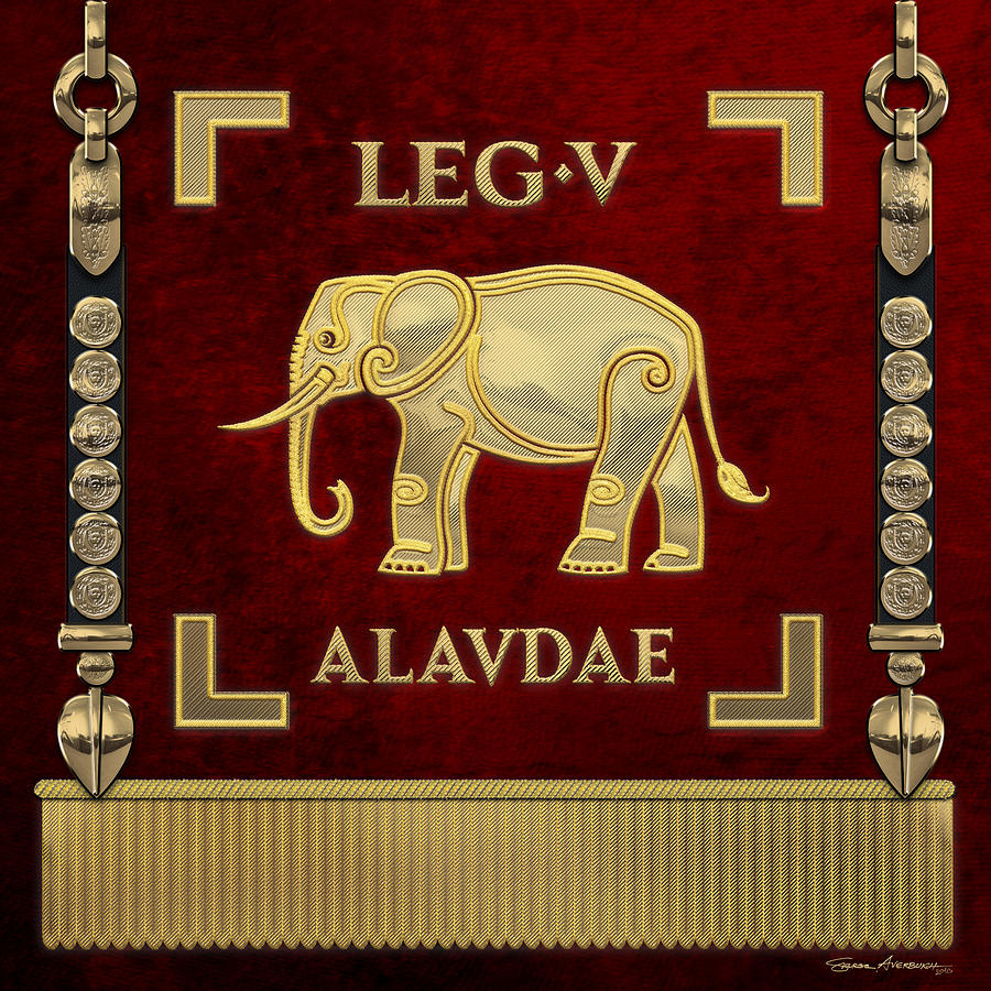 Standard of the Lark-crested Fifth Legion - Vexillum of Legio V Alaudae Digital Art by Serge Averbukh