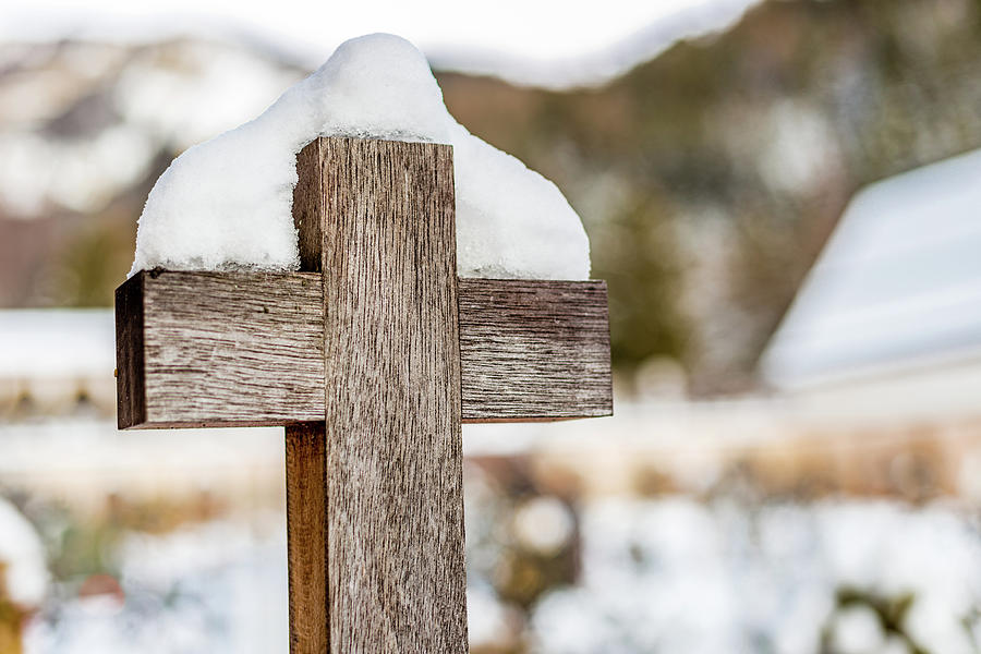 Standing Cross  Covered By Snow Photograph by Vivida Photo PC