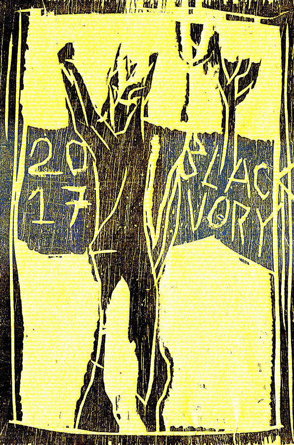 Standing Dog Black Ivory Woodcut Poster 34 Digital Art by Edgeworth Johnstone