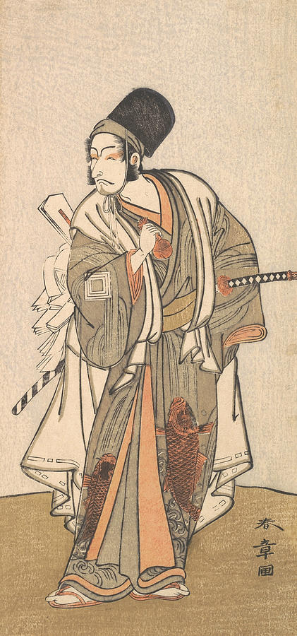 Standing figure of an actor of the Ichikawa family, probably Danjuro IV Relief by Katsukawa Shunsho