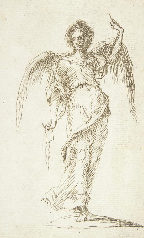 Standing Figure Of An Angel Drawing by Pedro Duque Y Cornejo - Fine Art ...