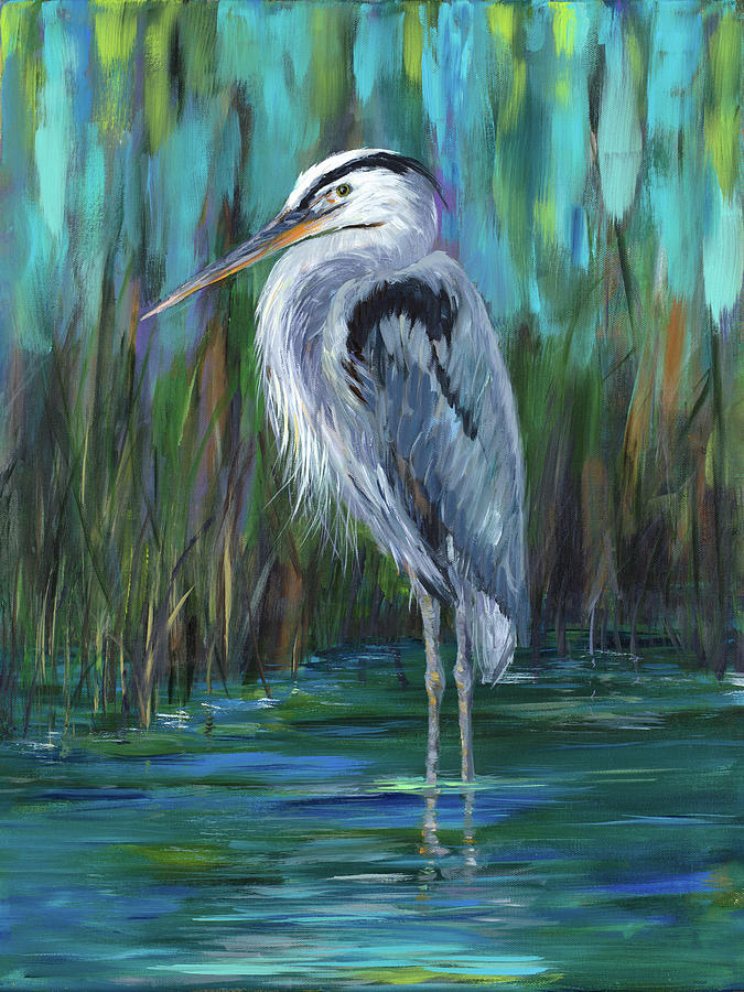 Standing Heron II Painting by South Social D - Fine Art America