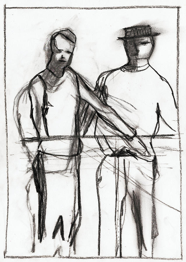 Standing Men Drawing by Edgeworth Johnstone