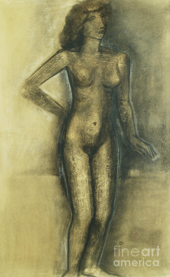 Standing Nude; Nu Debout - Staand Naakt, C.1945 Drawing by Constant Permeke