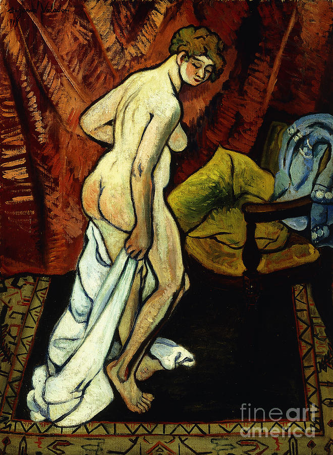 Standing Nude With Towel; Nu Debout Sa Drapant, 1919 Painting by Marie Clementine Valadon