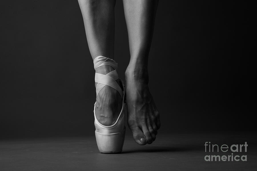 Studio Photograph - Standing On Tip Toe Monochrome by Anna Jurkovska