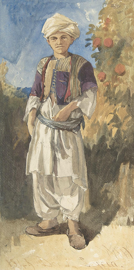 Standing Turkish Youth Drawing by William James Muller