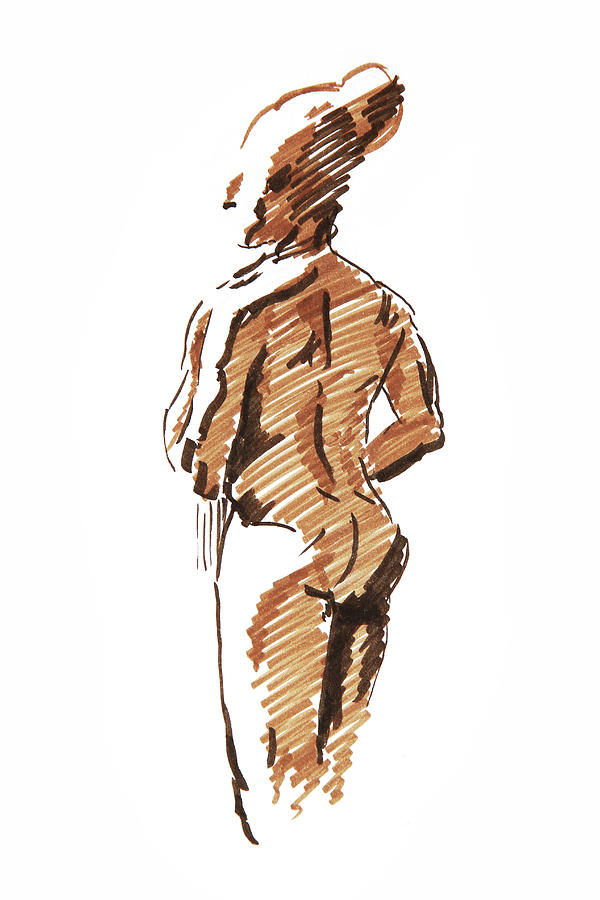 Standing Woman. Study 4 Drawing by Masha Batkova
