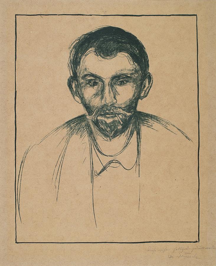 Vintage Drawing - Stanislaw Przybyszewski by Edvard Munch