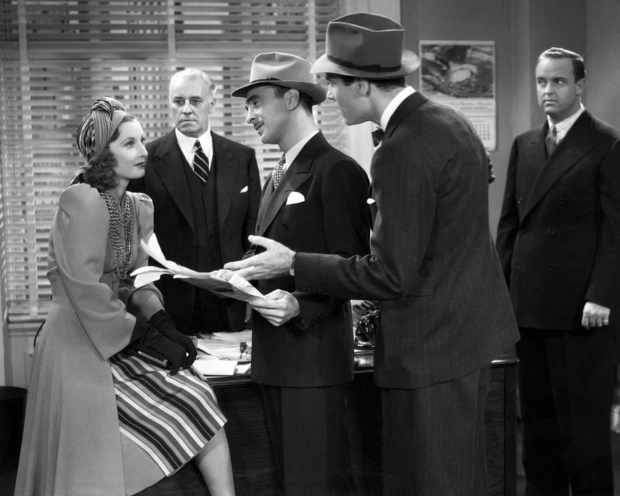 Stanley Ridges And Grady Sutton Looking At Barbara Stanwyck Talking To ...