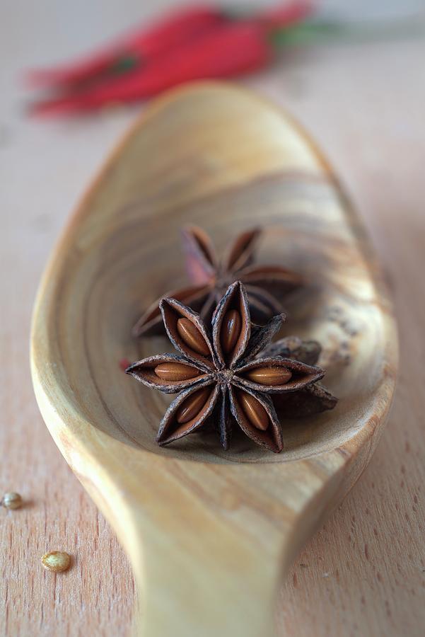 Star Anise On A Spoon close-up Photograph by Dr. Martin Baumgrtner